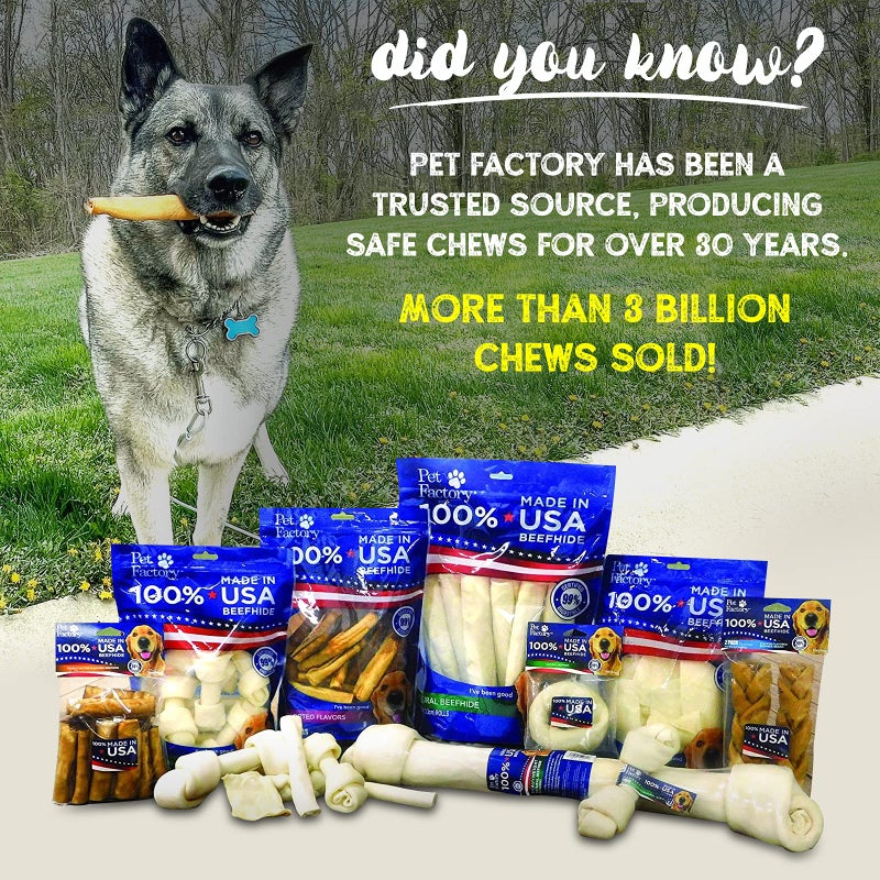 Pet Factory 100% Made in USA Beefhide 7" Braided Sticks Dog Chew Treats - Natural Flavor, 6 Count/1 Pack - Image 3